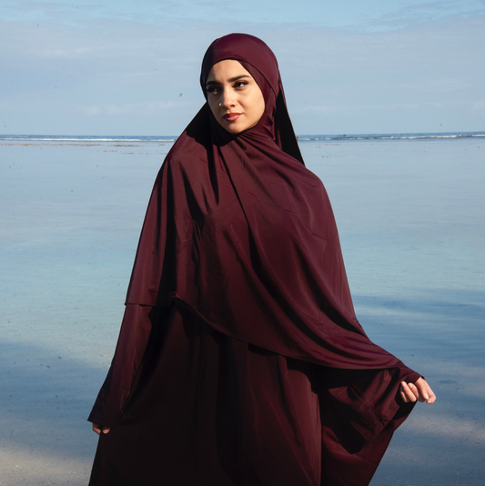 Burkini mi long - Prune