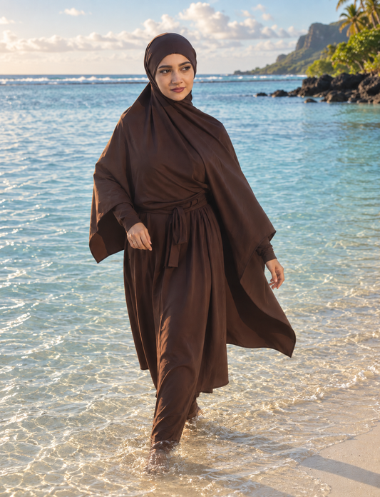 Burkini long - Marron chocolat