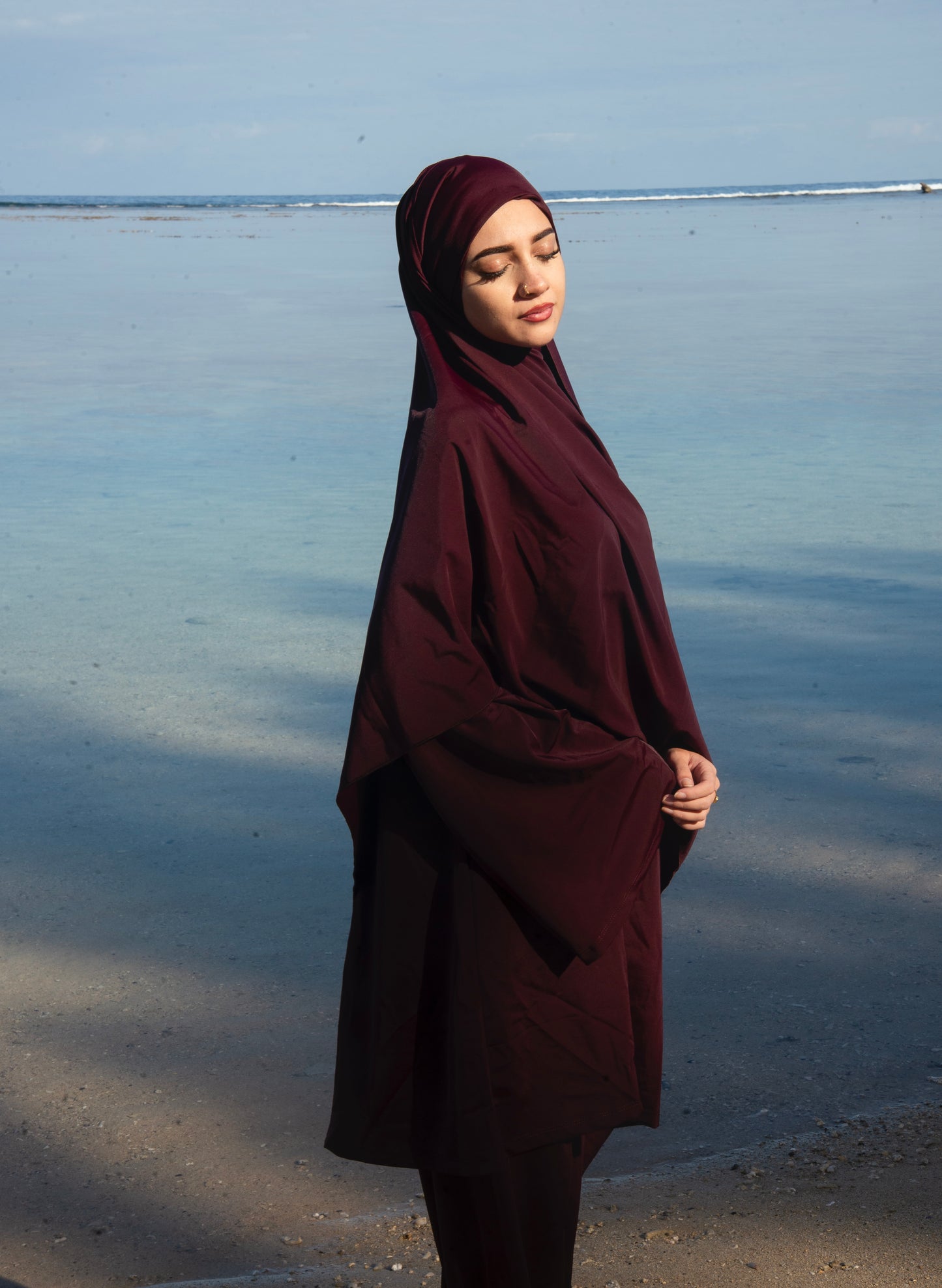 Burkini mi long - Prune