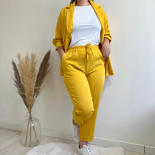 Tailleur en Lin et Coton - Moutarde