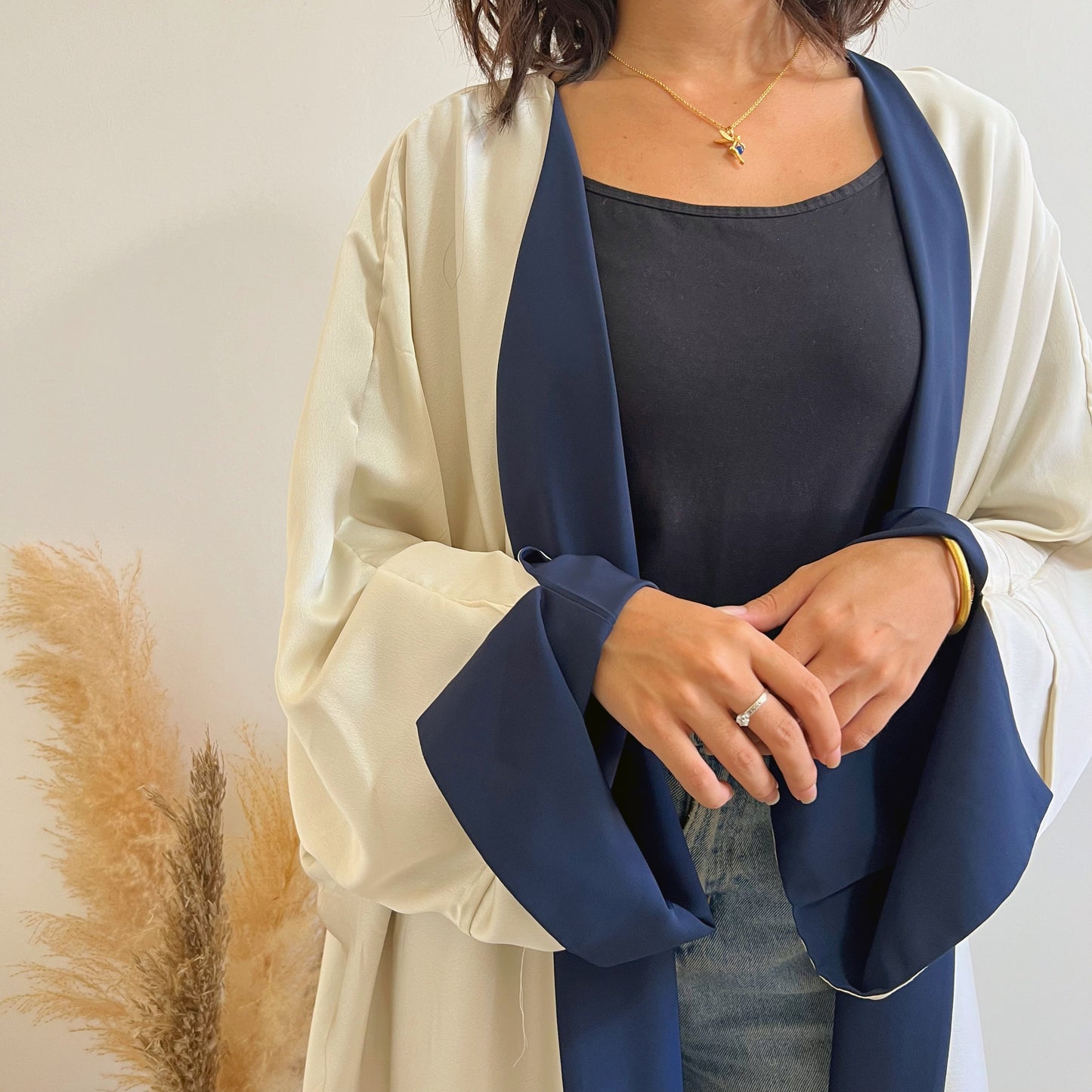 Kimono réversible - Bleu/Ivoire