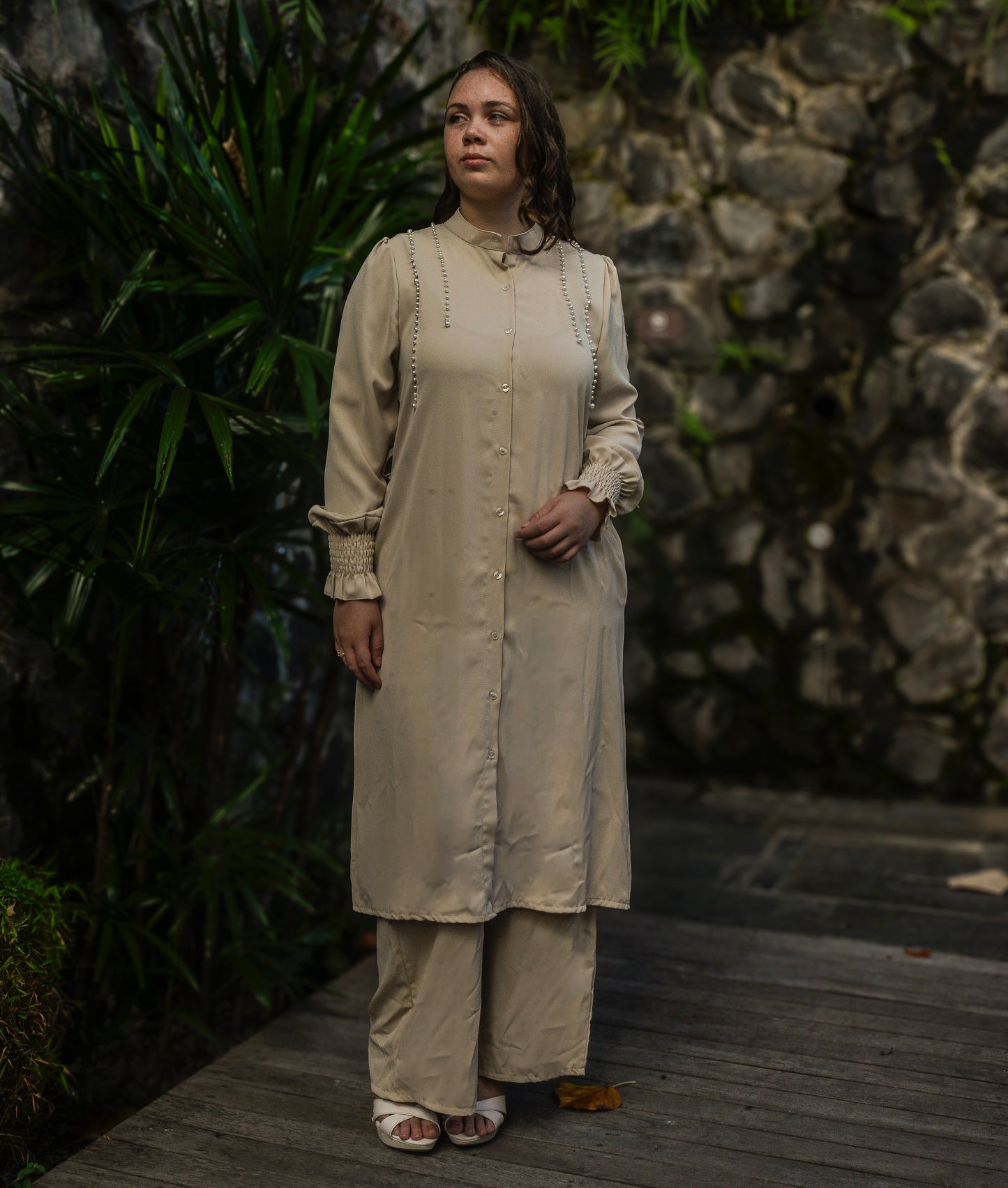 Ensemble perlé - beige