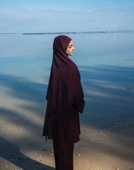 Burkini mi long - Prune