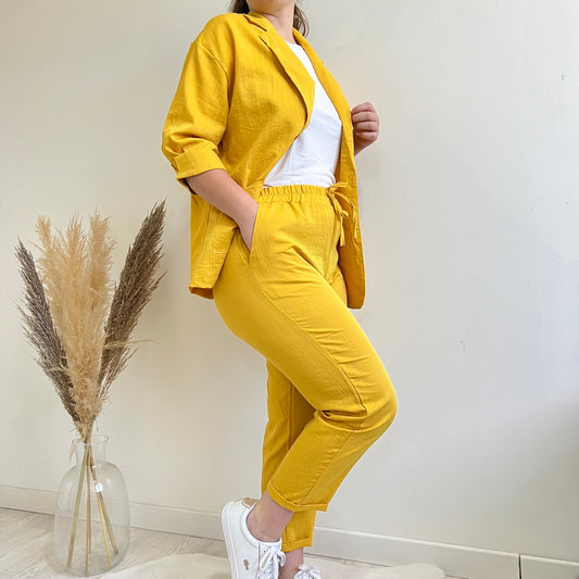 Tailleur en Lin et Coton - Moutarde