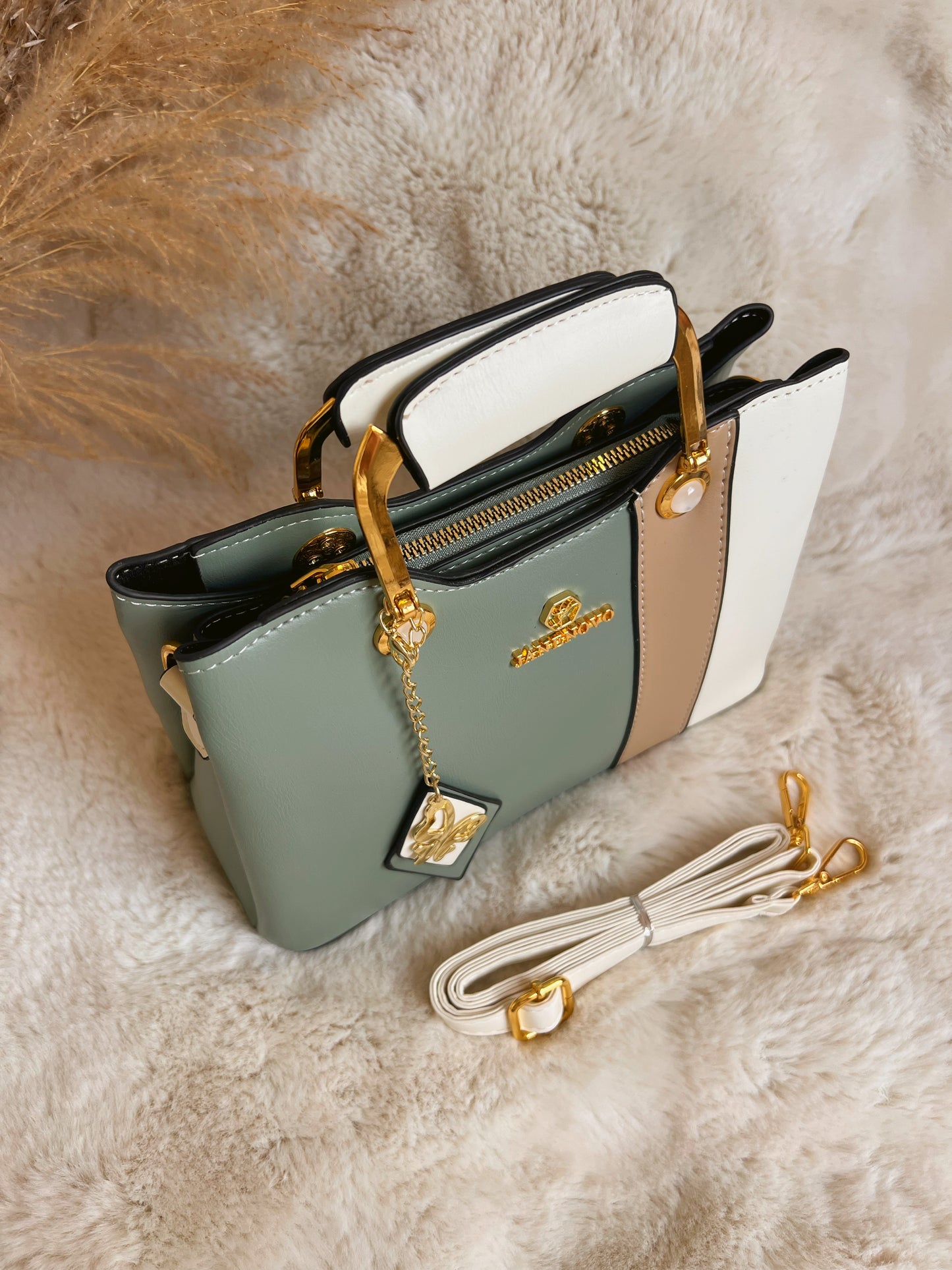 Sac "Vega" - Blanc/Beige/Vert