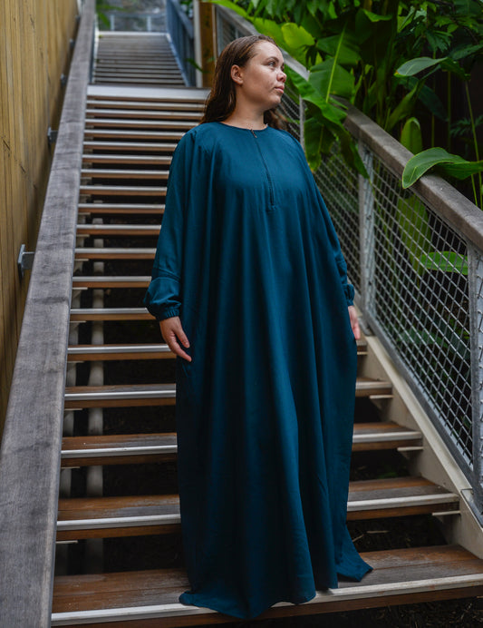 Abaya « Rahma » - Bleu canard