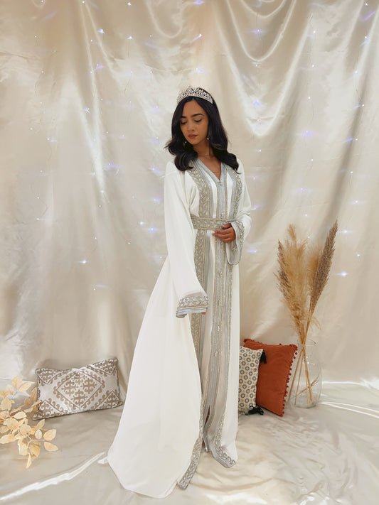 Caftan Sayyida - Blanc & Argenté