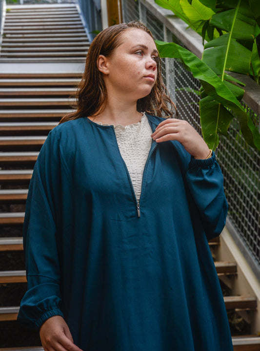 Abaya « Rahma » - Bleu canard