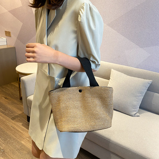 Sac de plage en rotin - noir