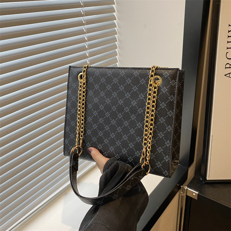 Cabas similicuir - noir/gris