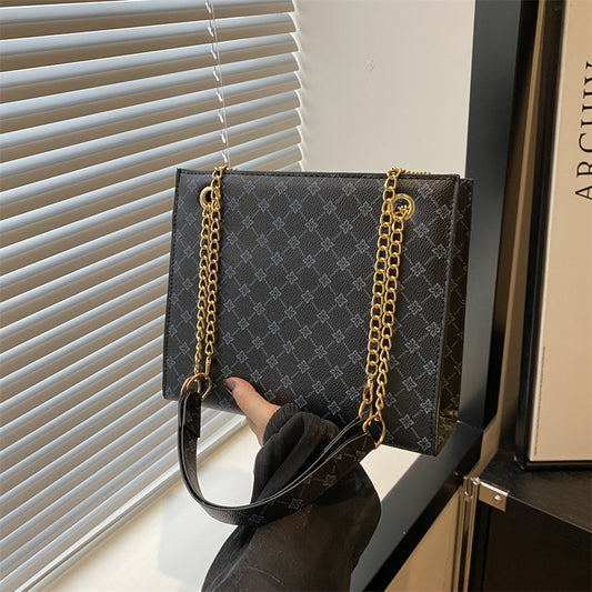 Cabas similicuir - noir/gris