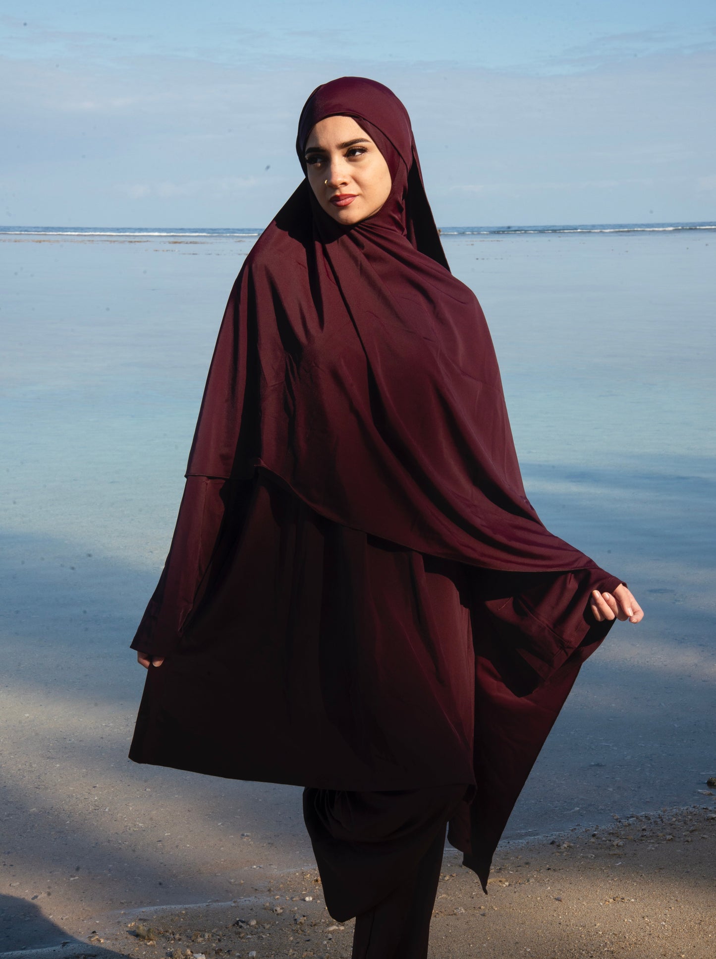 Burkini mi long - Prune