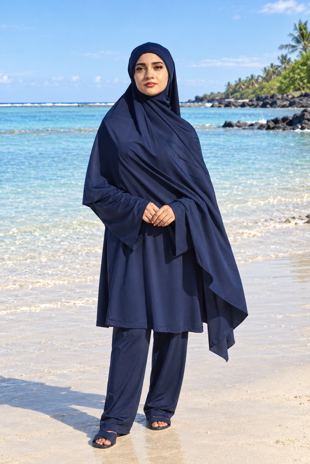 Burkini mi long - Marine