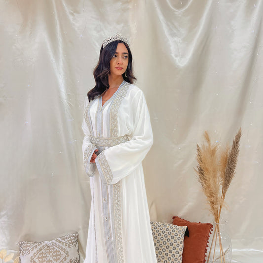 Caftan Sayyida - Blanc & Argenté