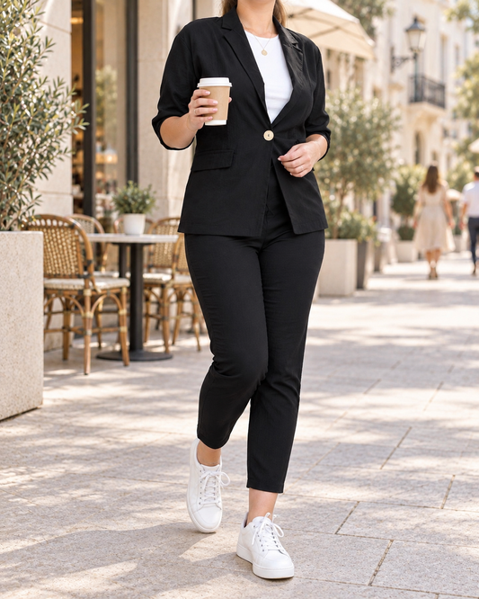 Tailleur en Lin et Coton - Noir