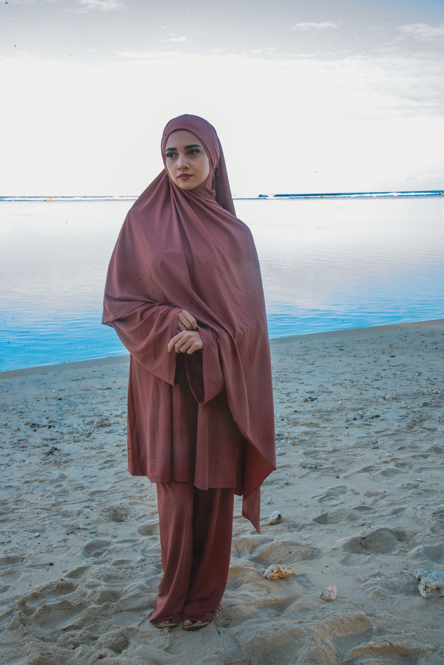 Burkini mi long - Terracotta