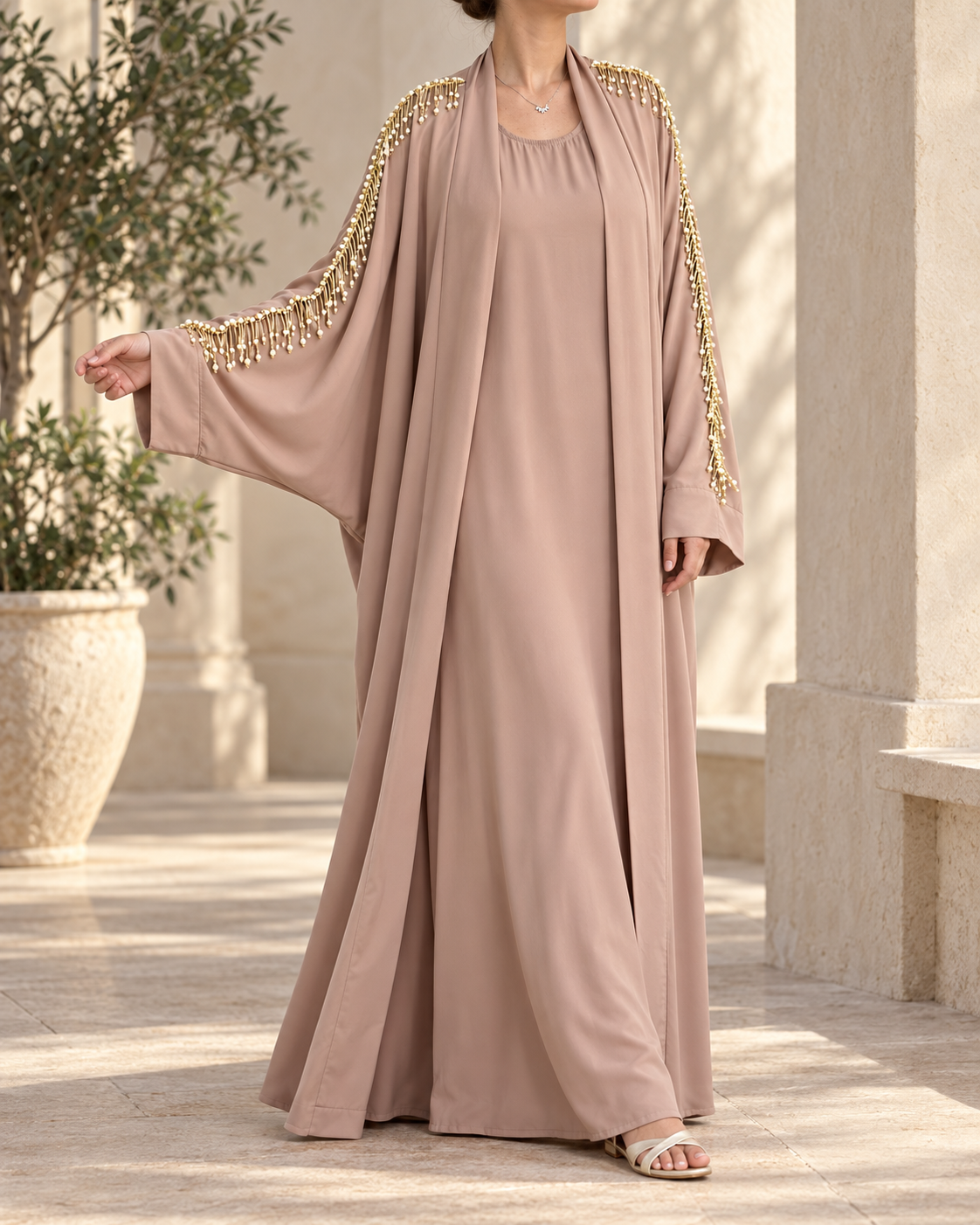 kimono 𝒫ℯ𝓇𝓁𝒶𝓎𝒶 + sous robe - café
