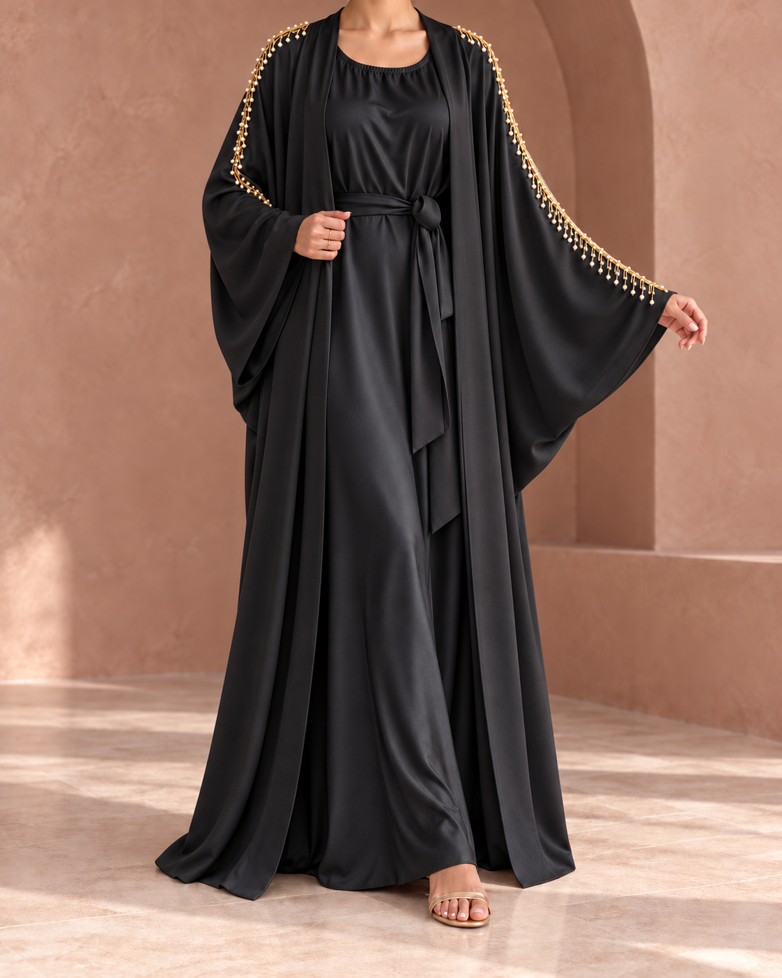 kimono 𝒫ℯ𝓇𝓁𝒶𝓎𝒶 + sous robe - Noir
