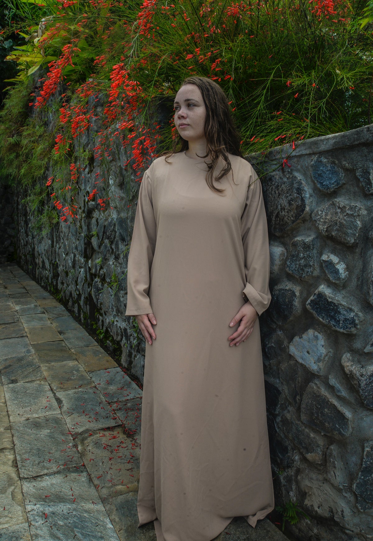 Robe abaya longue - beige