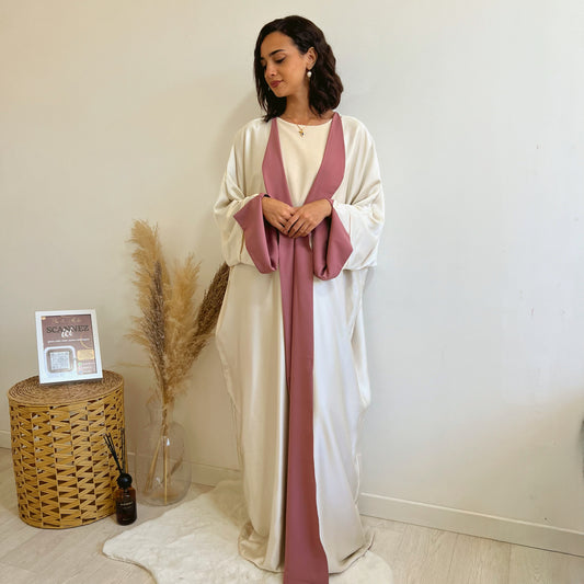 Kimono réversible - Rose / Ivoire