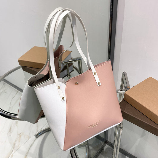 Sac à main souple - rose/blanc