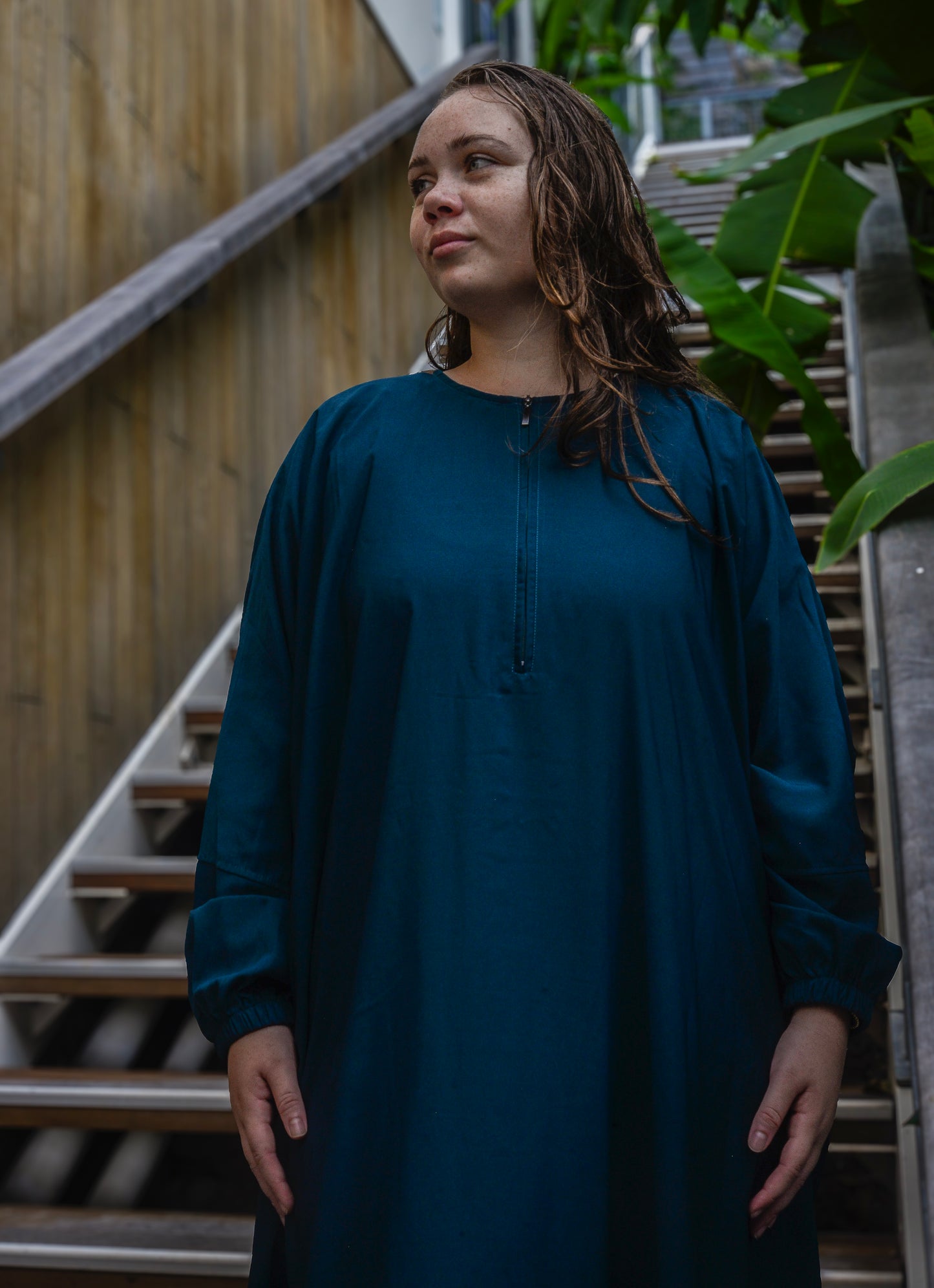 Abaya « Rahma » - Bleu canard