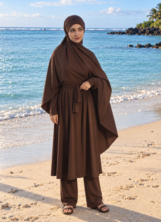 Burkini long - Marron chocolat