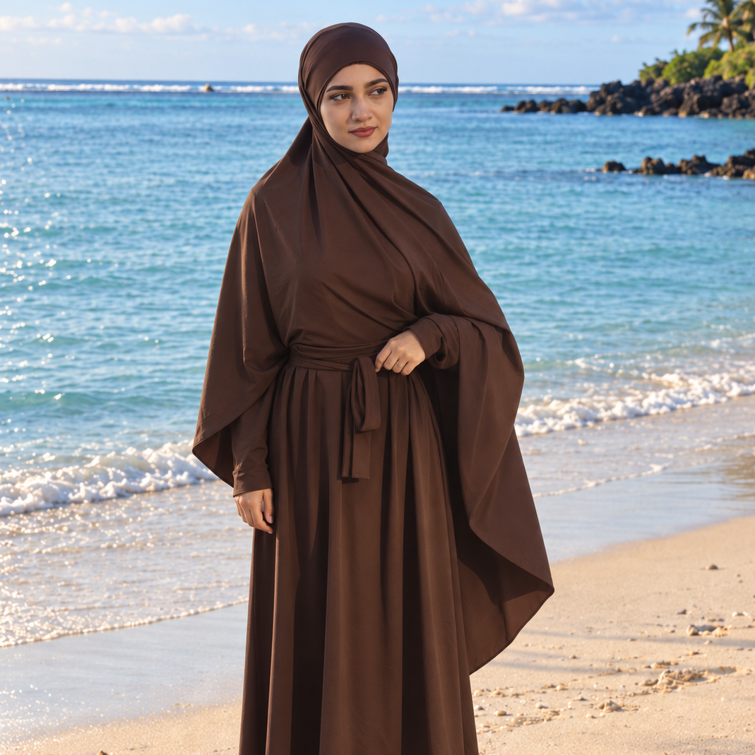 Burkini long - Marron chocolat