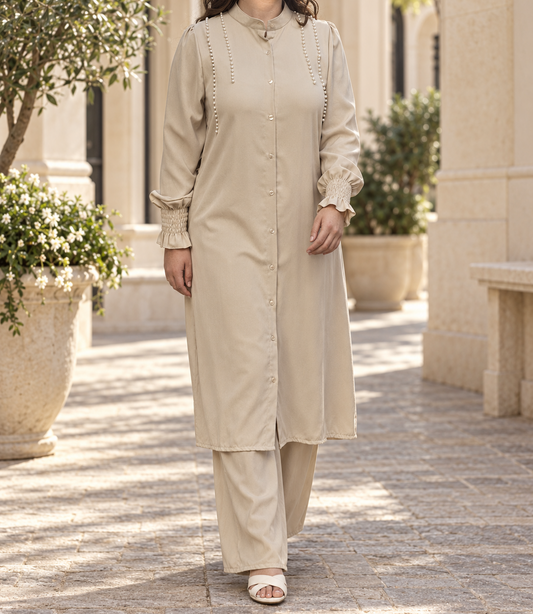 Ensemble perlé - beige